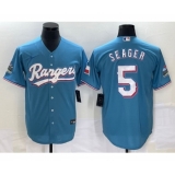 Men's Texas Rangers #5 Corey Seager Light Blue Stitched Cool Base Nike Jersey