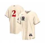 Men's Texas Rangers #2 Marcus Semien Cream 2023 City Connect Cool Base Stitched Baseball Jersey