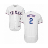 Men's Texas Rangers #2 Jeff Mathis White Home Flex Base Authentic Collection Baseball Player Jersey