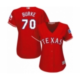 Women's Texas Rangers #70 Brock Burke Authentic Red Alternate Cool Base Baseball Player Jersey
