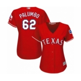 Women's Texas Rangers #62 Joe Palumbo Authentic Red Alternate Cool Base Baseball Player Jersey