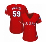 Women's Texas Rangers #59 Brett Martin Authentic Red Alternate Cool Base Baseball Player Jersey