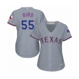 Women's Texas Rangers #55 Kyle Bird Authentic Grey Road Cool Base Baseball Player Jersey