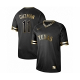 Men's Texas Rangers #11 Ronald Guzman Authentic Black Gold Fashion Baseball Jersey