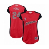 Women's Texas Rangers #24 Hunter Pence Authentic Red American League 2019 Baseball All-Star Jersey