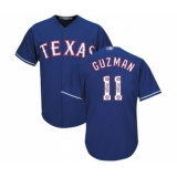 Men's Texas Rangers #11 Ronald Guzman Authentic Royal Blue Team Logo Fashion Cool Base Baseball Jersey