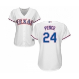 Women's Texas Rangers #24 Hunter Pence Replica White Home Cool Base Baseball Jersey
