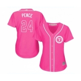 Women's Texas Rangers #24 Hunter Pence Replica Pink Fashion Cool Base Baseball Jersey