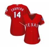 Women's Texas Rangers #14 Asdrubal Cabrera Replica Red Alternate Cool Base Baseball Jersey