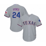 Youth Texas Rangers #24 Hunter Pence Replica Grey Road Cool Base Baseball Jersey