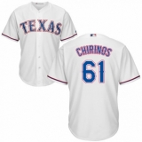 Youth Majestic Texas Rangers #61 Robinson Chirinos Authentic White Home Cool Base MLB Jersey