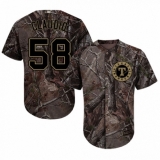 Youth Majestic Texas Rangers #58 Alex Claudio Authentic Camo Realtree Collection Flex Base MLB Jersey