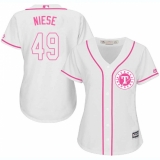 Women's Majestic Texas Rangers #49 Jon Niese Replica White Fashion Cool Base MLB Jersey