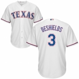 Youth Majestic Texas Rangers #3 Delino DeShields Authentic White Home Cool Base MLB Jersey