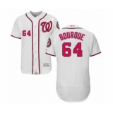 Men's Washington Nationals #64 James Bourque White Home Flex Base Authentic Collection Baseball Player Jersey