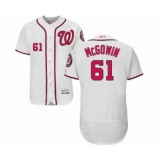 Men's Washington Nationals #61 Kyle McGowin White Home Flex Base Authentic Collection Baseball Player Jersey