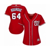 Women's Washington Nationals #64 James Bourque Authentic Red Alternate 1 Cool Base Baseball Player Jersey