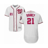 Men's Washington Nationals #21 Tanner Rainey White Home Flex Base Authentic Collection Baseball Player Jersey