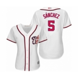 Women's Washington Nationals #5 Adrian Sanchez Authentic White Home Cool Base Baseball Player Jersey