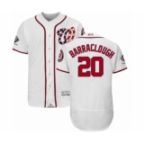 Men's Washington Nationals #20 Kyle Barraclough White Home Flex Base Authentic Collection 2019 World Series Champions Baseball Jersey