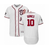 Men's Washington Nationals #10 Yan Gomes White Home Flex Base Authentic Collection 2019 World Series Champions Baseball Jersey