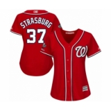 Women's Washington Nationals #37 Stephen Strasburg Authentic Red Alternate 1 Cool Base 2019 World Series Champions Baseball Jersey