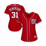 Women's Washington Nationals #31 Max Scherzer Authentic Red Alternate 1 Cool Base 2019 World Series Champions Baseball Jersey