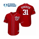 Youth Washington Nationals #31 Max Scherzer Authentic Red Alternate 1 Cool Base 2019 World Series Bound Baseball Jersey