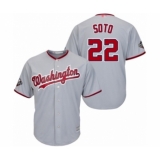 Youth Washington Nationals #22 Juan Soto Authentic Grey Road Cool Base 2019 World Series Bound Baseball Jersey