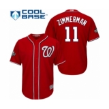Youth Washington Nationals #11 Ryan Zimmerman Authentic Red Alternate 1 Cool Base 2019 World Series Bound Baseball Jersey