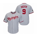 Youth Washington Nationals #9 Brian Dozier Authentic Grey Road Cool Base 2019 World Series Bound Baseball Jersey