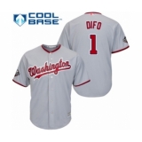 Youth Washington Nationals #1 Wilmer Difo Authentic Grey Road Cool Base 2019 World Series Bound Baseball Jersey