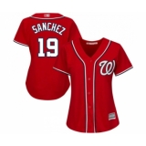 Women's Washington Nationals #19 Anibal Sanchez Replica Red Alternate 1 Cool Base Baseball Jersey