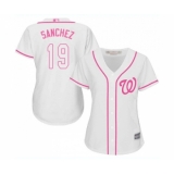 Women's Washington Nationals #19 Anibal Sanchez Replica White Fashion Cool Base Baseball Jersey