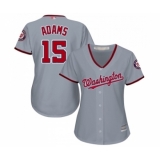 Women's Washington Nationals #15 Matt Adams Replica Grey Road Cool Base Baseball Jersey