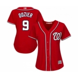 Women's Washington Nationals #9 Brian Dozier Authentic Red Alternate 1 Cool Base Baseball Jersey