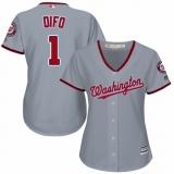 Women's Majestic Washington Nationals #1 Wilmer Difo Authentic Grey Road Cool Base MLB Jersey
