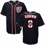 Men's Majestic Washington Nationals #8 Brian Goodwin Authentic Navy Blue Team Logo Fashion Cool Base MLB Jersey