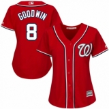 Women's Majestic Washington Nationals #8 Brian Goodwin Authentic Red Alternate 1 Cool Base MLB Jersey