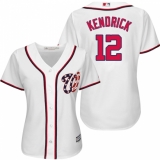 Women's Majestic Washington Nationals #12 Howie Kendrick Authentic White Home Cool Base MLB Jersey