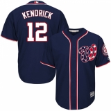 Youth Majestic Washington Nationals #12 Howie Kendrick Authentic Navy Blue Alternate 2 Cool Base MLB Jersey