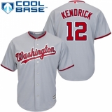 Youth Majestic Washington Nationals #12 Howie Kendrick Authentic Grey Road Cool Base MLB Jersey