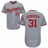 Men's Majestic Washington Nationals #31 Max Scherzer Grey Road Flex Base Authentic Collection MLB Jersey