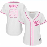 Women's Majestic Washington Nationals #53 Joaquin Benoit Replica White Fashion Cool Base MLB Jersey