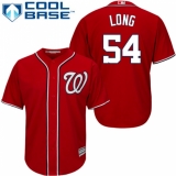 Youth Majestic Washington Nationals #54 Kevin Long Authentic Red Alternate 1 Cool Base MLB Jersey