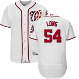 Men's Majestic Washington Nationals #54 Kevin Long White Home Flex Base Authentic Collection MLB Jersey