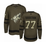 Men's Arizona Coyotes #77 Victor Soderstrom Authentic Green Salute to Service Hockey Jersey