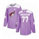 Youth Arizona Coyotes #77 Victor Soderstrom Authentic Purple Fights Cancer Practice Hockey Jersey