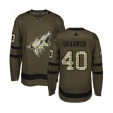 Men's Adidas Arizona Coyotes #40 Michael Grabner Authentic Green Salute to Service NHL Jersey