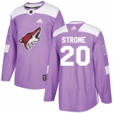 Youth Adidas Arizona Coyotes #20 Dylan Strome Authentic Purple Fights Cancer Practice NHL Jersey